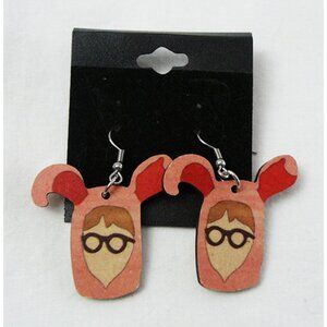 Christmas Story Earrings Jewelry Wooden Pink Nightmare Deranged Easter Bunny NEW